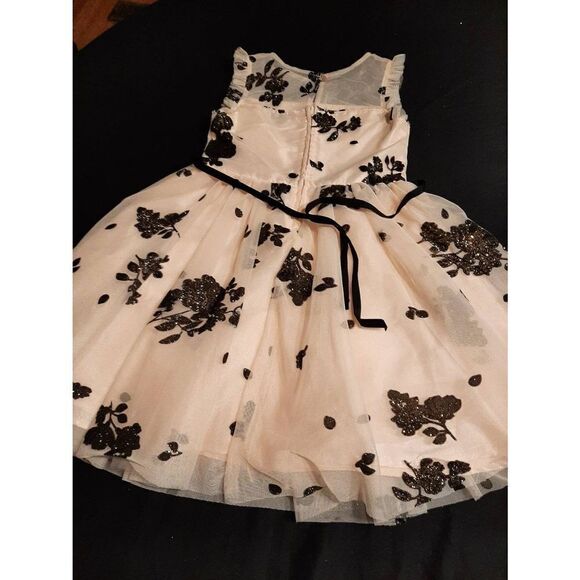 New Girl 6X Zunie Blush Glitter Black Floral Sleeveless Flower Girl Easter Dress - Picture 3 of 5